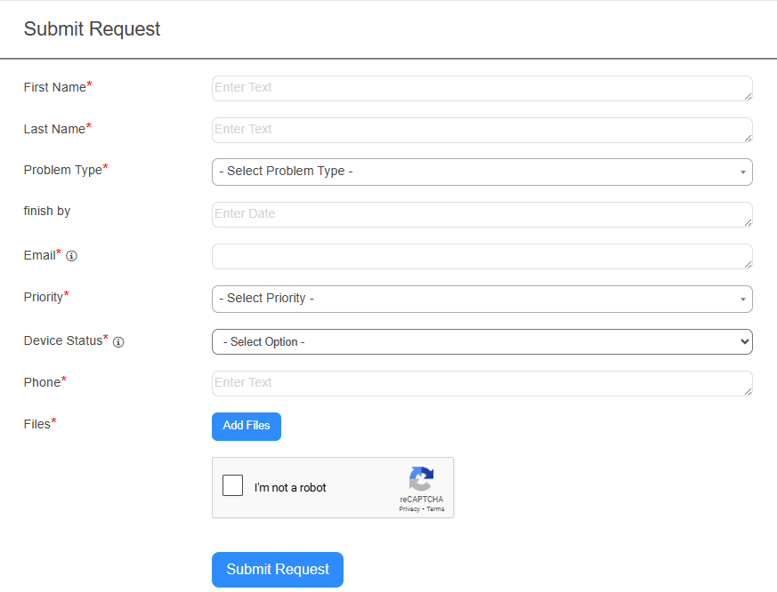 Custom request form example.